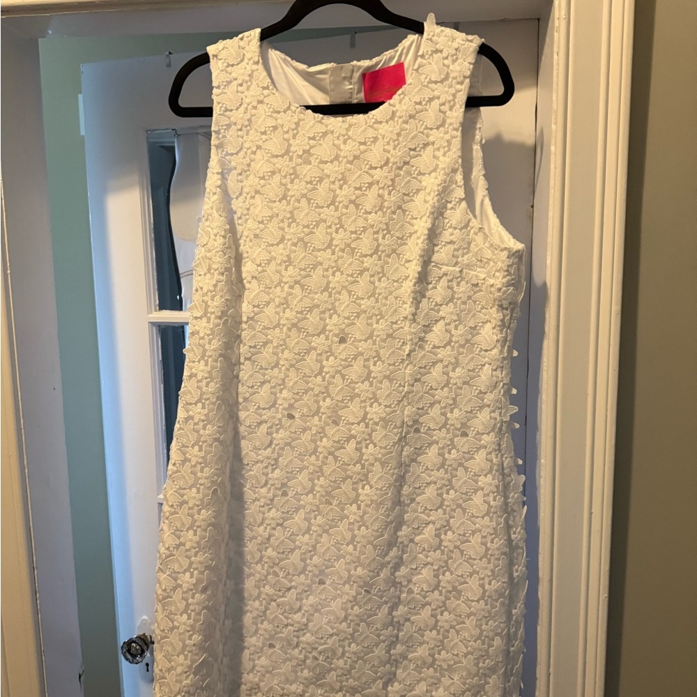 Lilly Pulitzer White Sleeveless Floral Lace Shift Dress